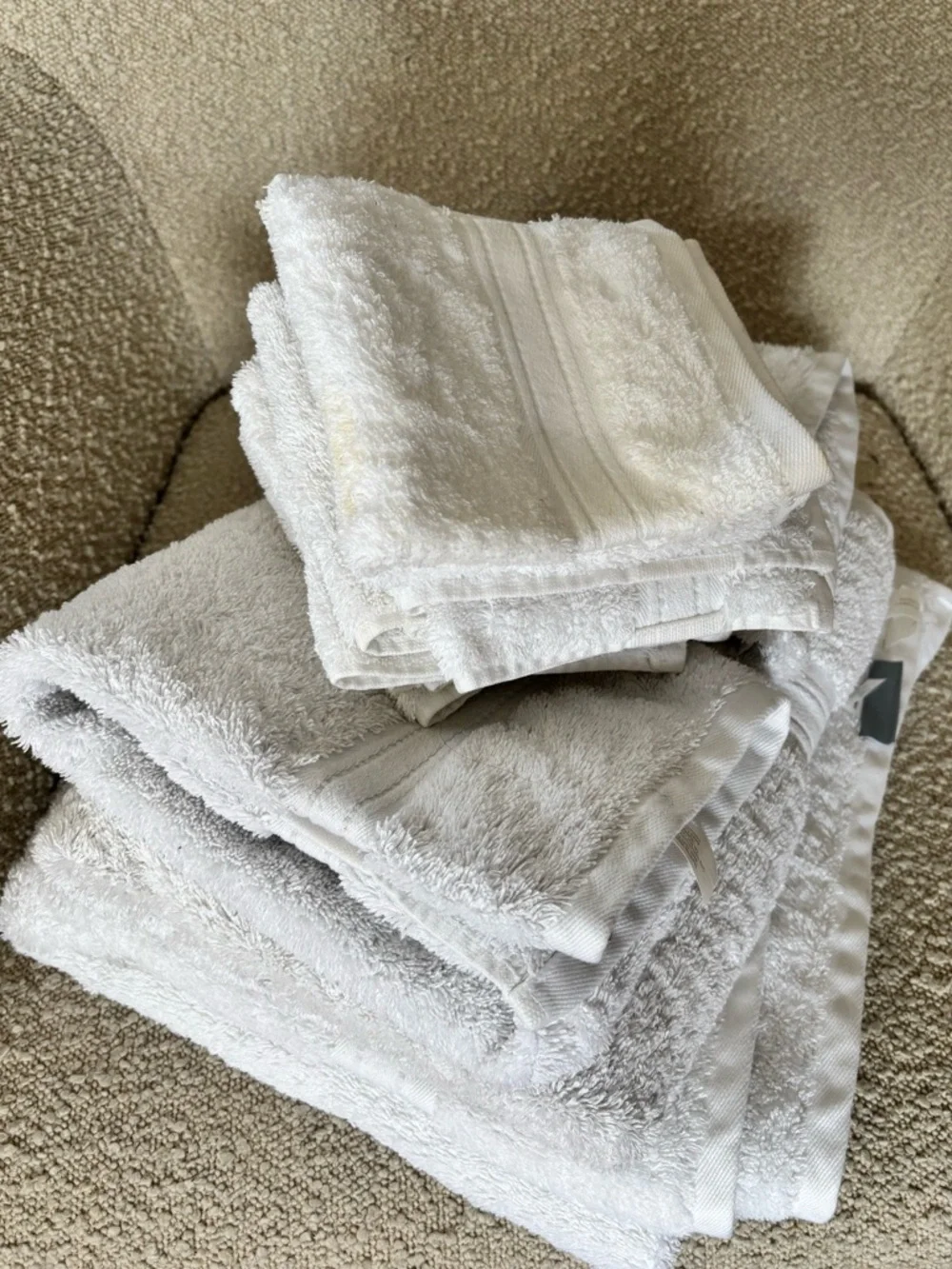 Lands End | Plush White Bath Towel Set | 100% Cotton Turkish